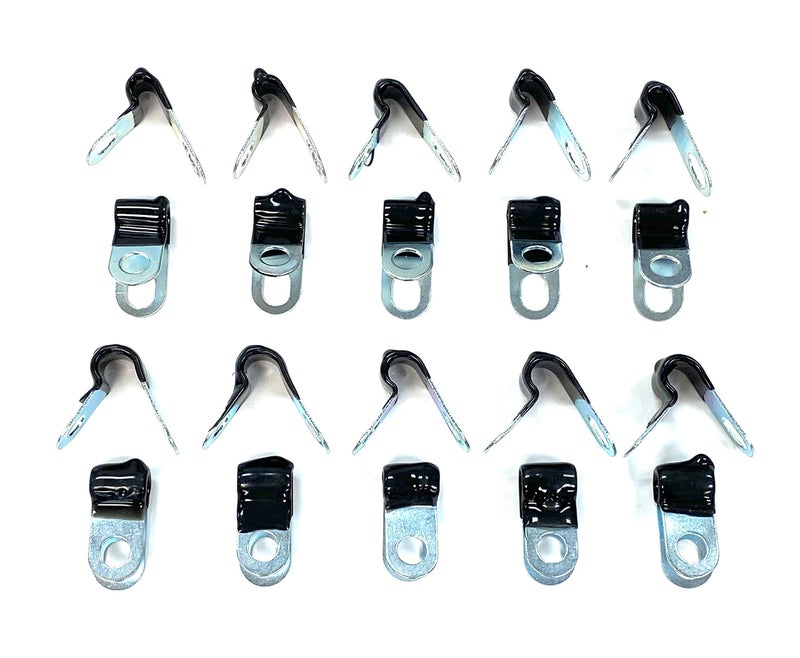 The Stop Shop Brake Line Clips for 3/16 & 1/4 Inch Tubing, Rubber Insulated (20 pcs Total)